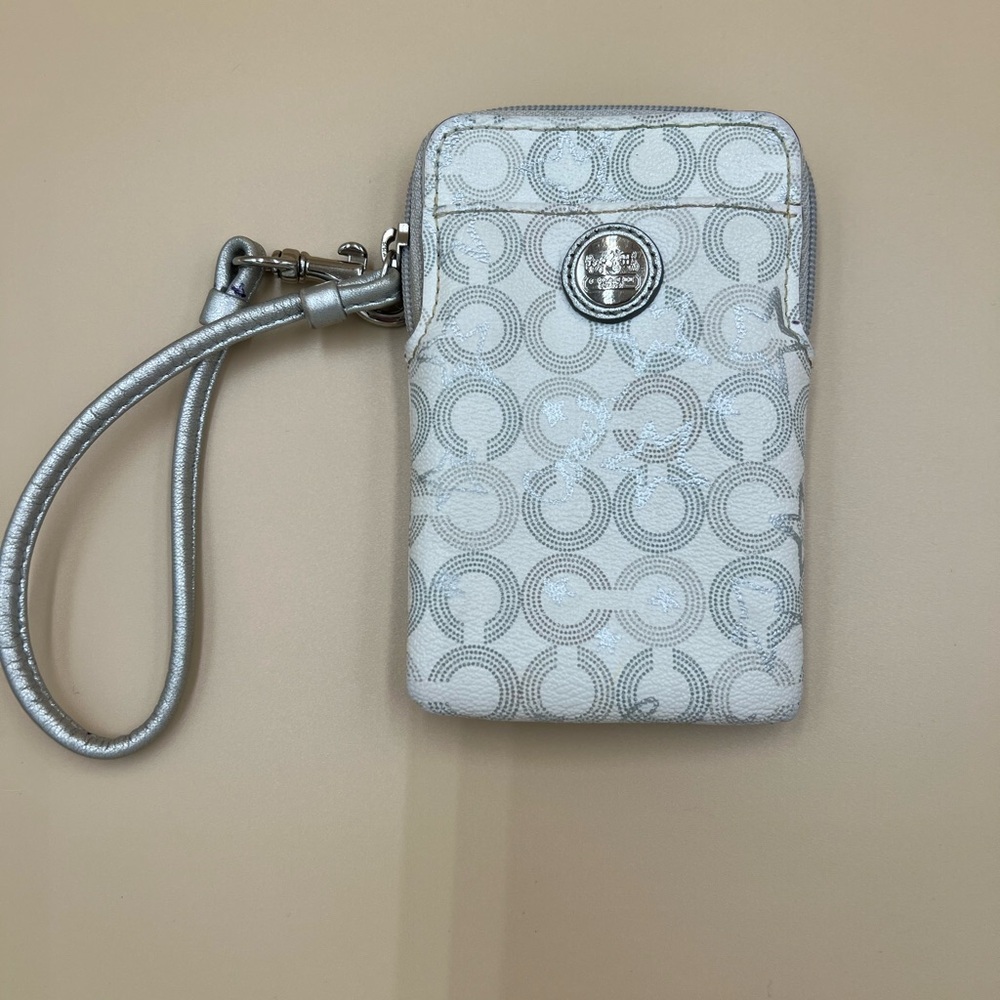 Coach Silver Patterned Phone Wristlet - image 1